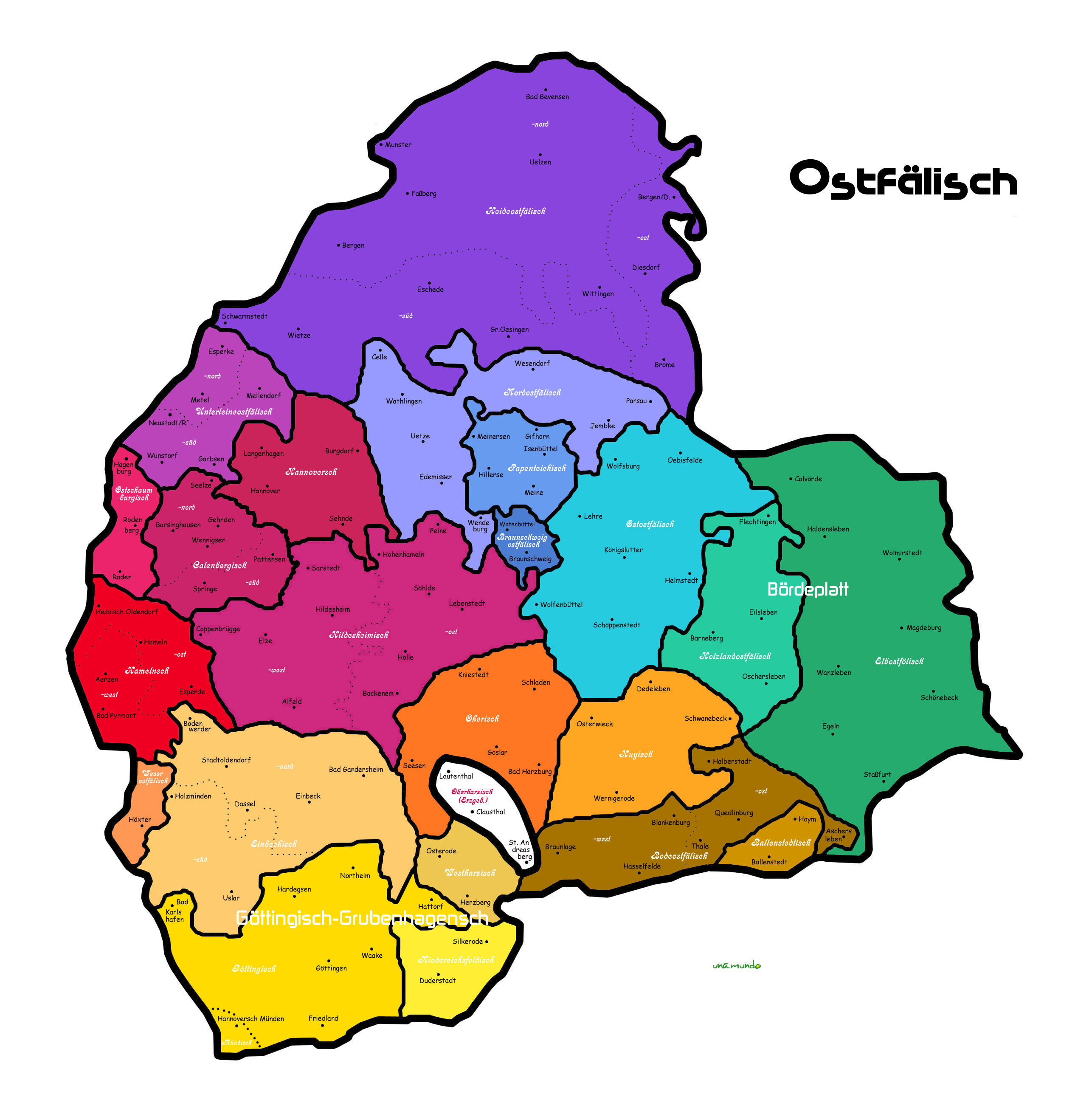 Mundartkarte Ostfälisch